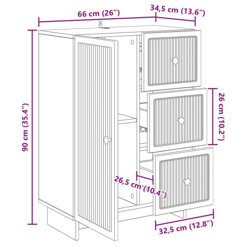 Служебен шкаф Черно 66 x 34,5 x 90 см Инженерна дървесина
