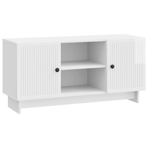 ТВ шкаф Лъскаво бяло 102 x 34,5 x 50 см Инженерно дърво