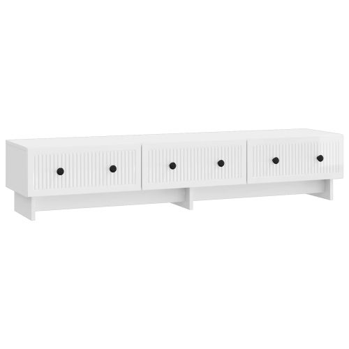 ТВ шкаф Бял гланц 147 x 34,5 x 30 см Инженерна дървесина