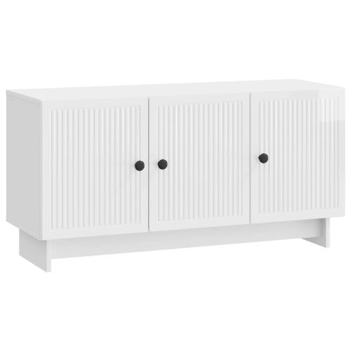 ТВ шкаф Бял гланц 99 x 34,5 x 50 см Инженерна дървесина