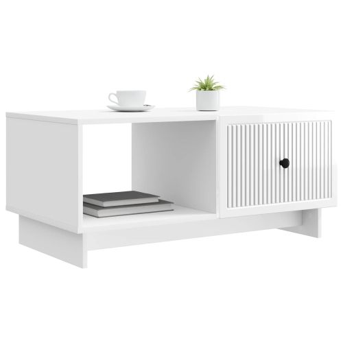 Масичка за кафе Бял гланц 90 x 50 x 40 cm Инженерна дървесина