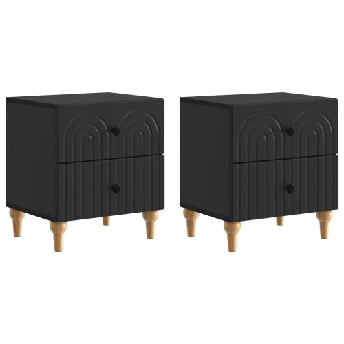 Нощен шкаф 2 pcs Черно 43 x 34,5 x 48 см Инженерна дървесина