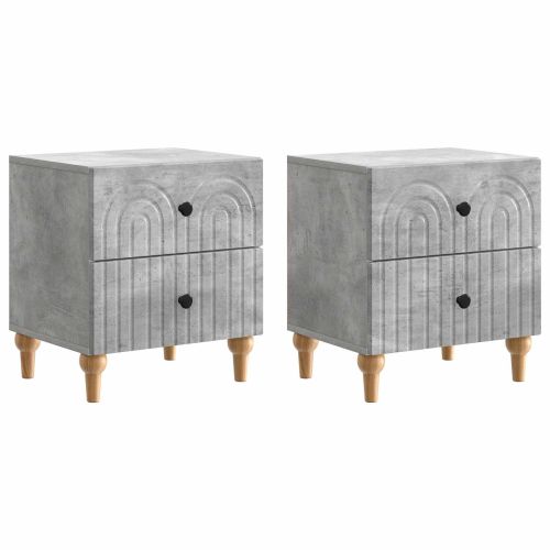 Нощен шкаф с чекмедже 2 pcs Бетонно сиво 43 x 34,5 x 48 см