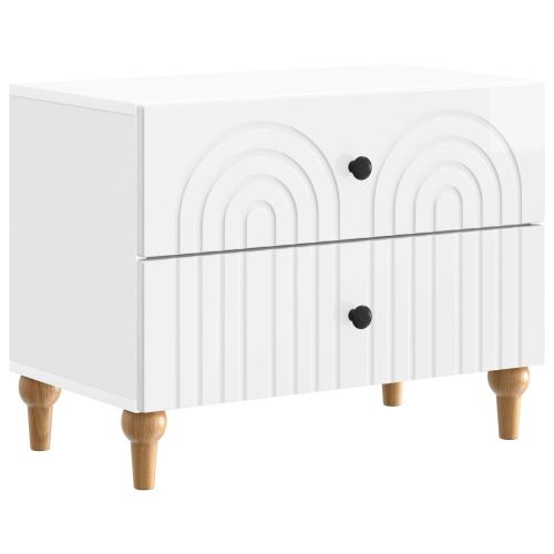 Нощен шкаф Бял гланц 62 x 34,5 x 48 см Инженерна дървесина