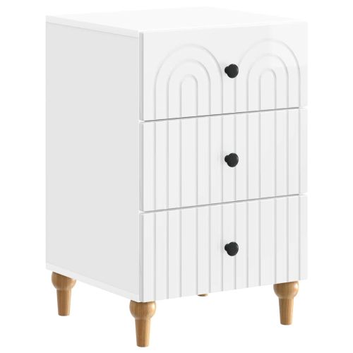 Нощен шкаф Бял гланц 43x 41 x 66,5 см Инженерна дървесина