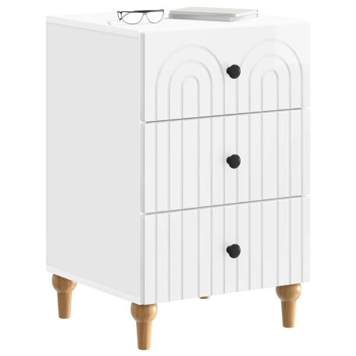 Нощен шкаф Бял гланц 43x 41 x 66,5 см Инженерна дървесина