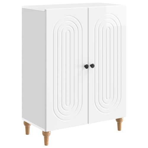 Служебен шкаф Бял гланц 66 x 34,5 x 90 см Инженерна дървесина