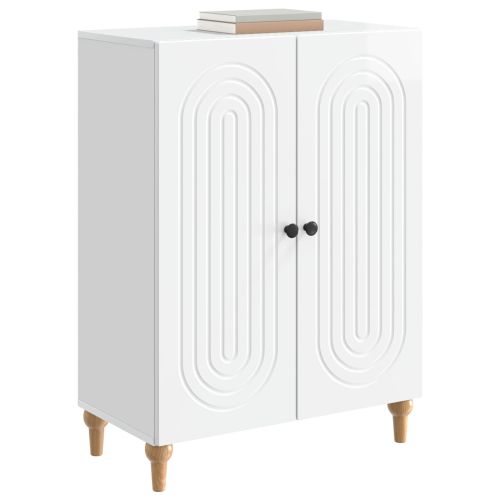 Служебен шкаф Бял гланц 66 x 34,5 x 90 см Инженерна дървесина