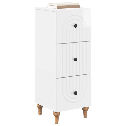 Чекмеджетен шкаф Бял гланц 33 x 34,5 x 90 см