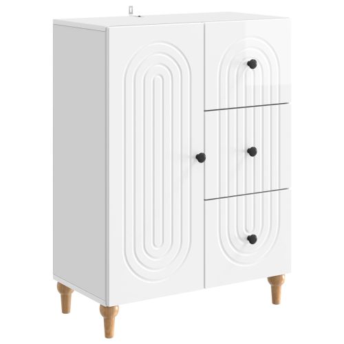 Служебен шкаф Бял гланц 66 x 34,5 x 90 см Инженерна дървесина