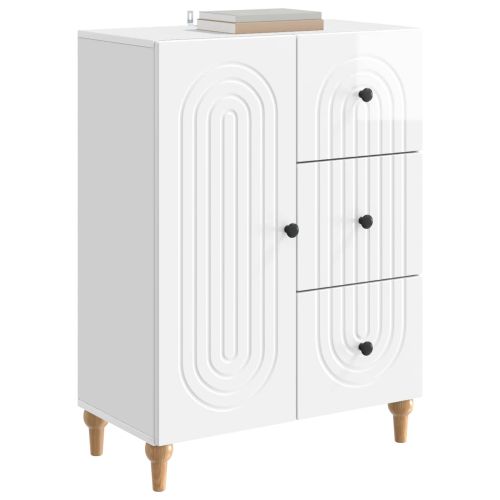 Служебен шкаф Бял гланц 66 x 34,5 x 90 см Инженерна дървесина