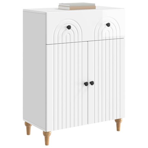 Служебен шкаф Бял гланц 66 x 34,5 x 90 см Инженерна дървесина