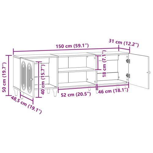 ТВ шкаф Опушен дъб 150 x 31 x 50 см Инженерна дървесина