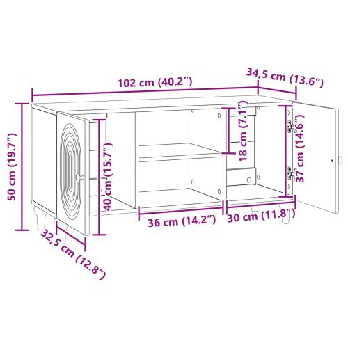 ТВ шкаф Бетонно сиво 102 x 34,5 x 50 см Инженерна дървесина