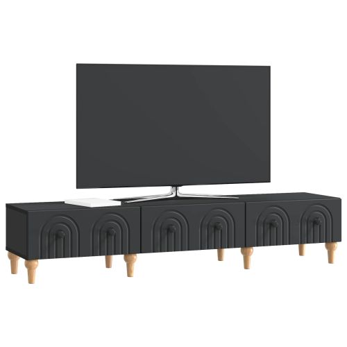 ТВ шкаф с чекмедже Черно 147 x 34,5 x 30 см Инженерна дървесина