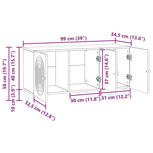 ТВ шкаф Бетонно сиво 99 x 34,5 x 50 см Инженерна дървесина