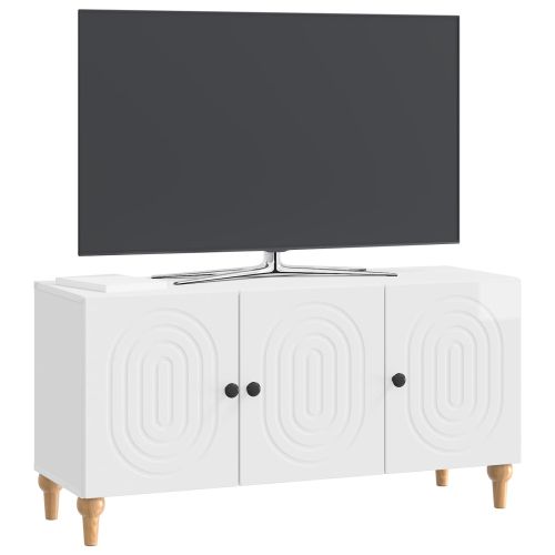 ТВ шкаф Бял гланц 99 x 34,5 x 50 см Инженерна дървесина