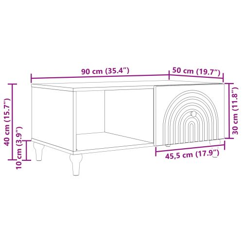 Масичка за кафе Черно 90 x 50 x 40 cm Инженерна дървесина