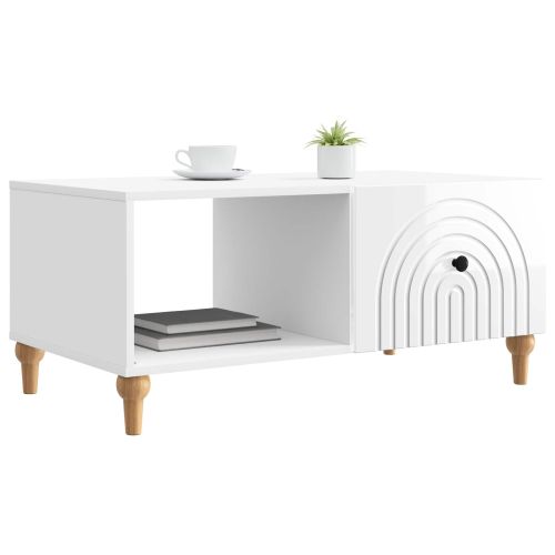 Масичка за кафе Бял гланц 90 x 50 x 40 cm Инженерна дървесина