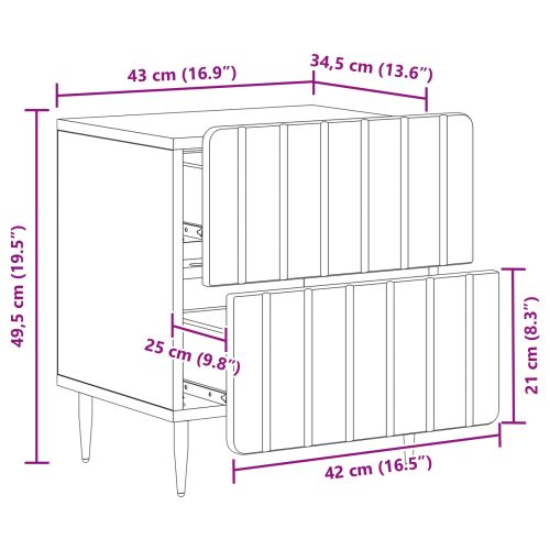 Нощен шкаф Черно 43 x 34,5 x 49,5 см Инженерна дървесина