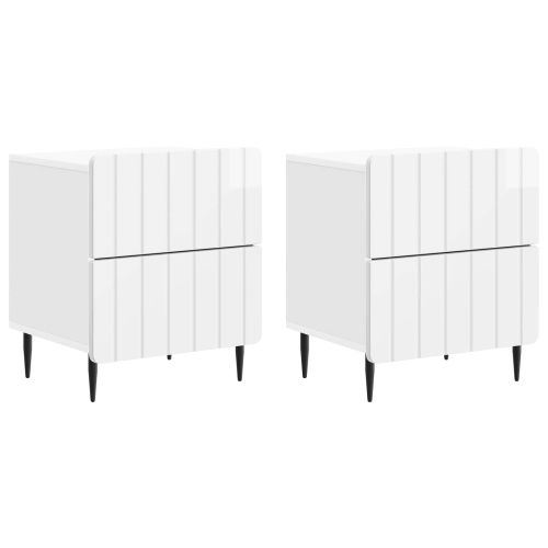 Нощен шкаф с чекмедже 2 pcs Бял гланц 43 x 34,5 x 49,5 см
