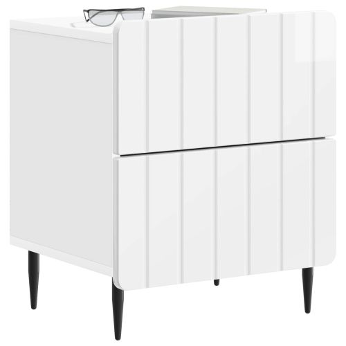 Нощен шкаф с чекмедже 2 pcs Бял гланц 43 x 34,5 x 49,5 см