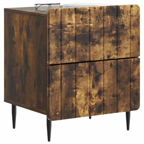 Нощен шкаф с чекмедже 2 pcs Опушен дъб 43 x 34,5 x 49,5 см