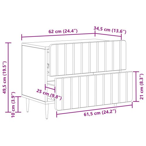 Нощен шкаф Опушен дъб 62 x 34,5 x 49,5 см Инженерна дървесина
