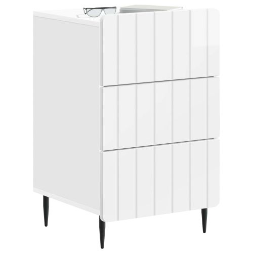 Нощен шкаф Бял гланц 43x 41 x 68 см Инженерна дървесина