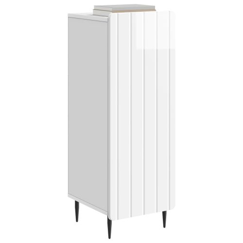 Служебен шкаф Бял гланц 34,5 x 33 x 92 см Инженерна дървесина