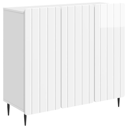 Служебен шкаф Бял гланц 89 x 34,5 x 82 см Инженерна дървесина