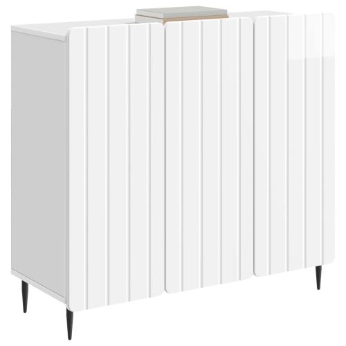 Служебен шкаф Бял гланц 89 x 34,5 x 82 см Инженерна дървесина