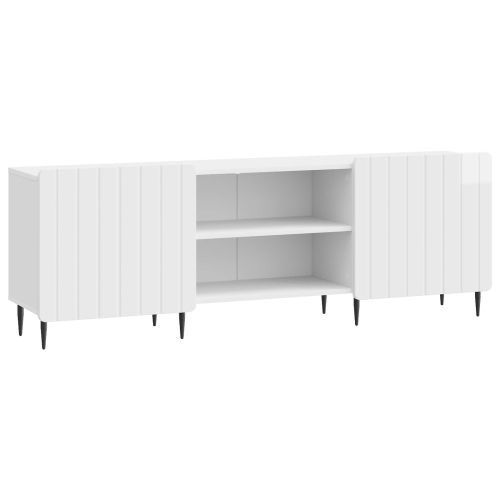 ТВ шкаф Бял гланц 150 x 31 x 52 см Инженерна дървесина