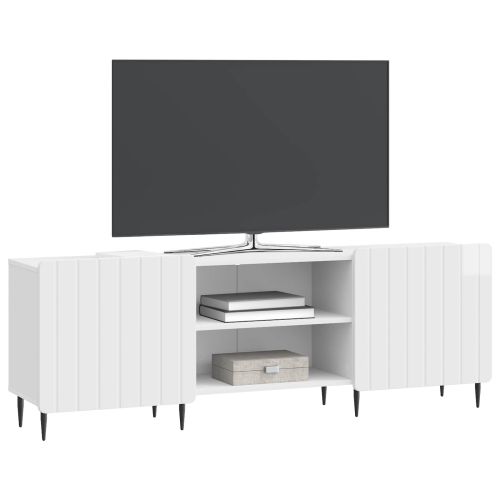 ТВ шкаф Бял гланц 150 x 31 x 52 см Инженерна дървесина