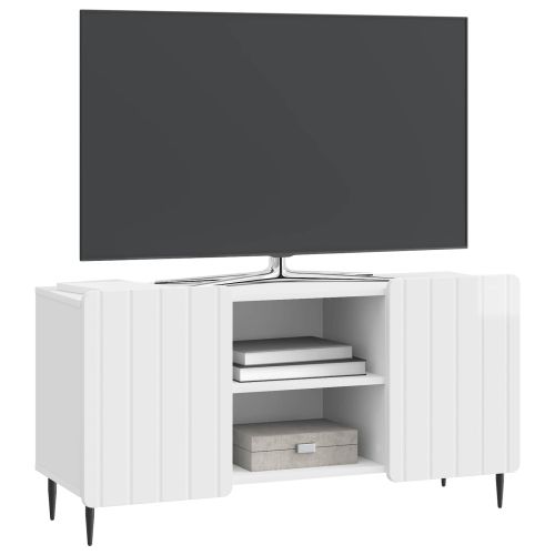 ТВ шкаф Бял гланц 102 x 34,5 x 52 см Инженерна дървесина