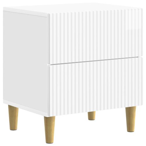 Нощен шкаф Бял гланц 43 x 34,5 x 48 см Инженерна дървесина