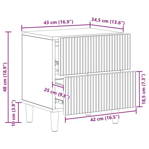Нощен шкаф Опушен дъб 43 x 34,5 x 48 см Инженерна дървесина