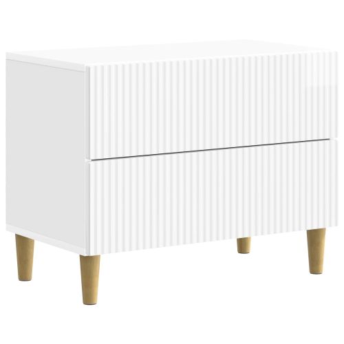 Нощен шкаф Бял гланц 62 x 34,5 x 48 см Инженерна дървесина