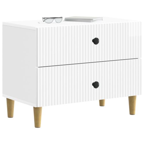 Нощен шкаф Бял гланц 62 x 34,5 x 48 см Инженерна дървесина