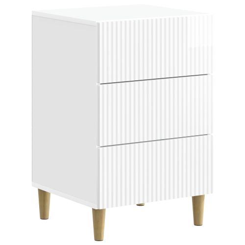 Нощен шкаф Бял гланц 43 x 41 x 66,5 см Инженерна дървесина