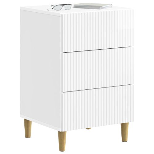 Нощен шкаф Бял гланц 43 x 41 x 66,5 см Инженерна дървесина
