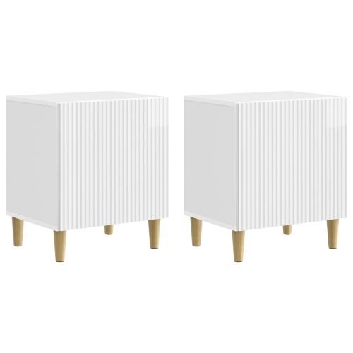 Нощен шкаф 2 pcs Бял гланц 43 x 34,5 x 50 см