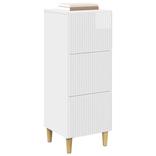 Чекмеджетен шкаф Бял гланц 33 x 34,5 x 90 см