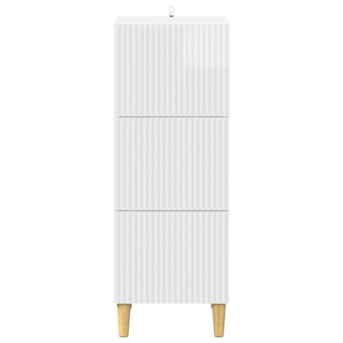 Чекмеджетен шкаф Бял гланц 33 x 34,5 x 90 см