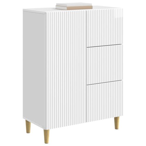 Служебен шкаф Бял гланц 66 x 34,5 x 90 см Инженерна дървесина