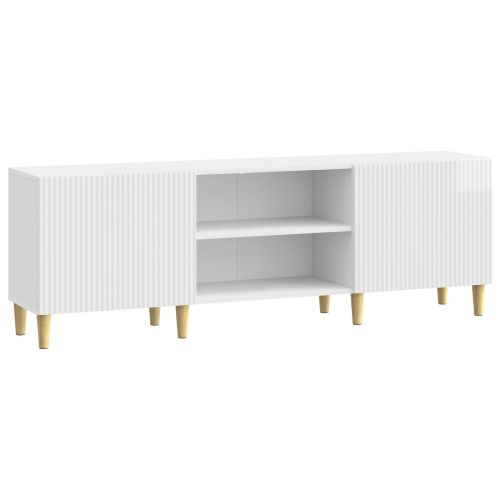 ТВ шкаф Бял гланц 150 x 31 x 50 см Инженерна дървесина