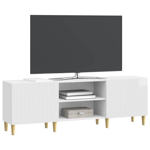 ТВ шкаф Бял гланц 150 x 31 x 50 см Инженерна дървесина