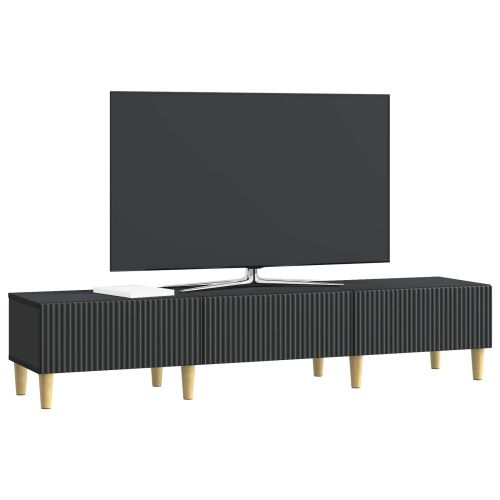 ТВ шкаф с чекмедже Черно 147 x 34,5 x 30 см Инженерна дървесина