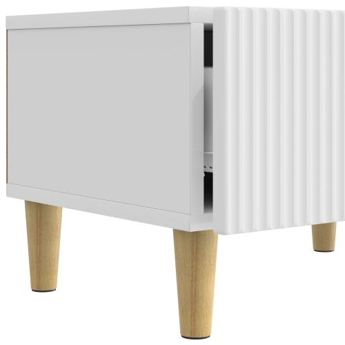 ТВ шкаф Бял гланц 147 x 34,5 x 30 см Инженерна дървесина