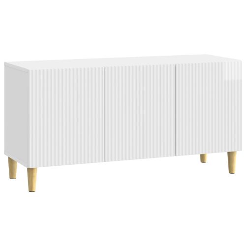 ТВ шкаф Бял гланц 99 x 34,5 x 50 см Инженерна дървесина